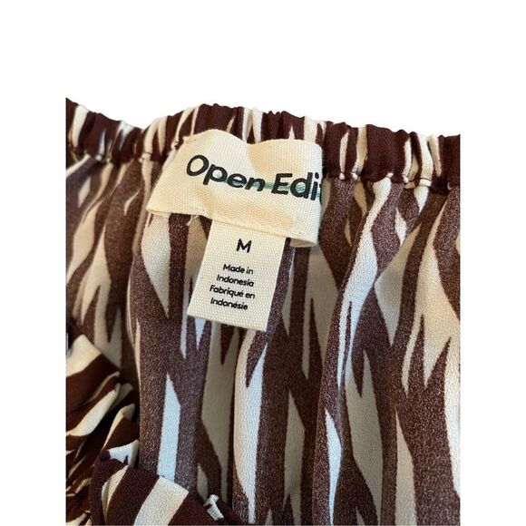 Open Edit Striped Blouse Balloon Sleeve Boat Neck Lightweight ￼ - Picture 6 of 11